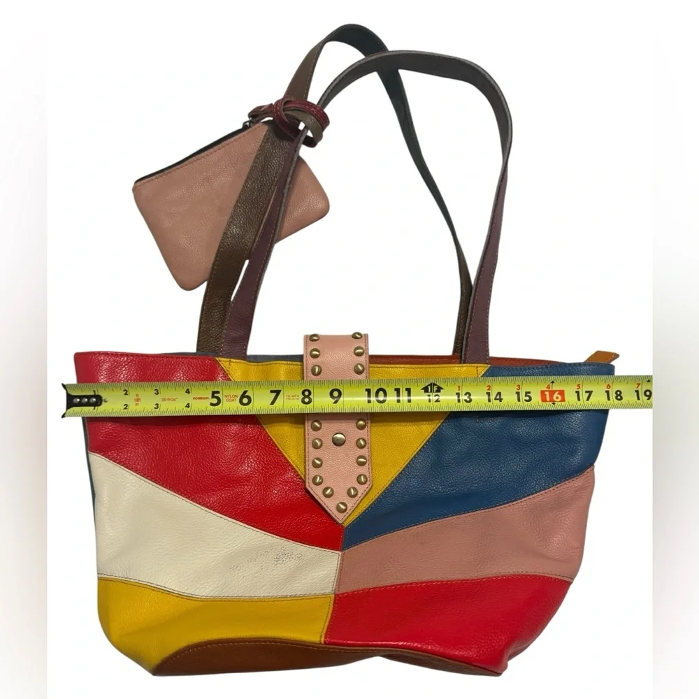 Amerileather Patchwork boho stud hippie leather purse - Picture 11 of 16